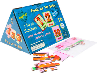 BAZINGA KID’S FUNVERSE 1 to 10 Numbers count Jigsaw Puzzles for Kids Pack of 10 Sets(6 Pieces)