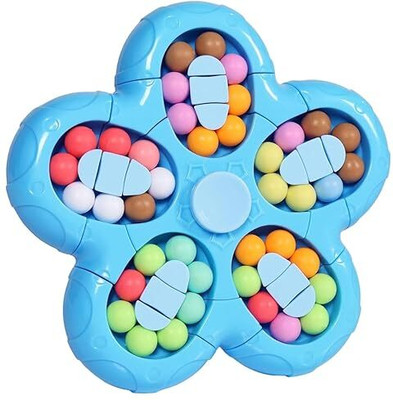 Zinnia Rotating Puzzle Toy, Double Sided Rotating Magic Beans Cube,(1 Pieces)