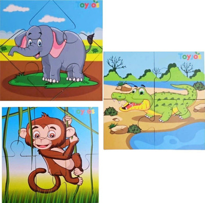Toyjos Wooden Jigsaw Puzzles - Wild Animals(15 Pieces)