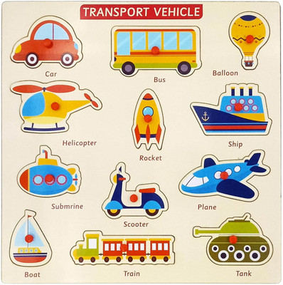 HIGHSEAS Toddler Identification Beautiful Learning Puzzle Transport Name with Shape Board(1 Pieces)