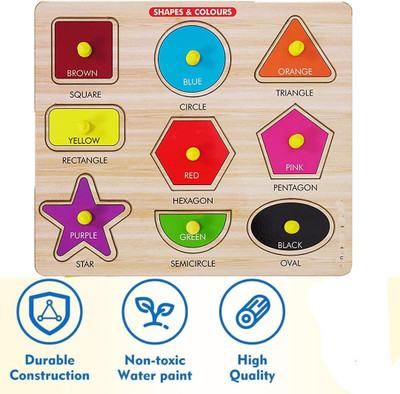 CASADOMANI Wooden Learn Colors and Shape Recognition Toy For Toddler Shapes & Colors Puzzle(1 Pieces)