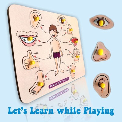 CASADOMANI Parts of Body Name Matching Puzzle Tray Wooden Learn Human Body Parts Board Game(1 Pieces)