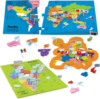 Imagimake Mapology India & World with Capitals-Educational Toy for Kids Above 5 Years(106 Pieces)