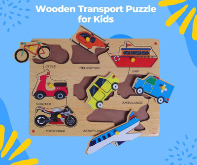 ARVANA Wooden Transport Name Matching Board Picture Public Transport&Vehicle Blocks Toy(1 Pieces)