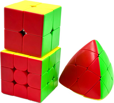 D ETERNAL Speed Cube Combo Puzzle Set of 2X2 3x3 and Pyramorphix Mastermorphix Cubes(3 Pieces)