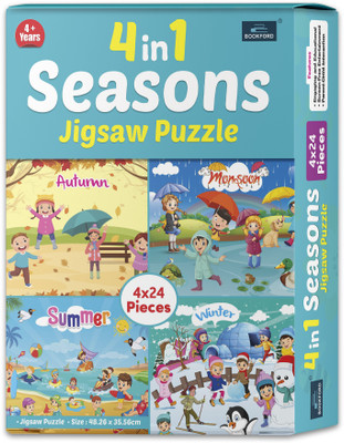 BOOKFORD 4 In 1 Seasons Jigsaw Puzzle Game & Fun and Learning(96 Pieces)