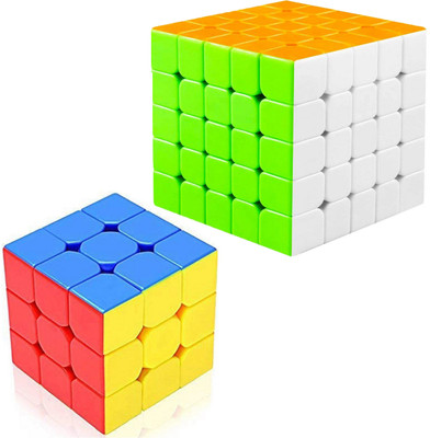 Aseenaa High Speed Cube Combo of 3X3 & 5X5 Stickerless Magic Puzzle Cube Set(2 Pieces)