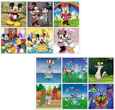 Todfod Wooden Jigsaw Puzzles Educational Toy for Kids Mickey Mouse & Oggy Cockroaches(108 Pieces)