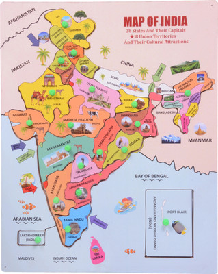 pentamark Wooden Kids India Map Puzzle Capital with State Learning Toy(18 Pieces)