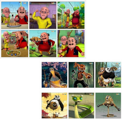 Todfod Wooden Jigsaw Puzzles Toy for Kids & Children Motu Patlu & Kung Fu Panda Puzzle(108 Pieces)
