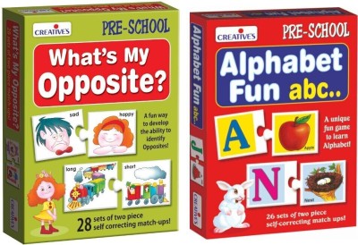 CREATIVE'S What's My Opposite + Alphabet Fun - Early Language learning Pack(54 Pieces)