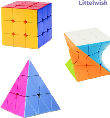 littlewish 3X3X3 twister and pyramid tringle cube toy for kids(3 Pieces)