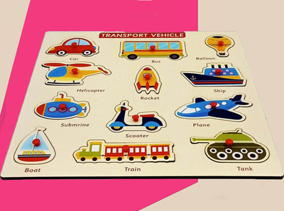 HIGHSEAS Kids Picture Transport Wooden Puzzle Games Transport Name with Shapes Board(1 Pieces)