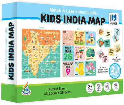 zokato Kids India Map Jigsaw 2 in 1 Combo 36 Pieces Double Sided Jigsaw Puzzle(36 Pieces)