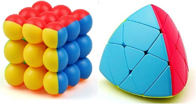 Enorme High Speed Smooth Round Pyramid Cube and 3x3x3 Round Bubble Magic Cube(2 Pieces)