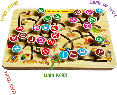 blue seed Alphabet Maze Board ABC 26 Letters Match Puzzle Tracing Sorting Learning Toys(1 Pieces)