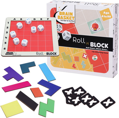 BRAIN BASKET Roll N Block Puzzle Game for Kids Age 4 Plus Logic Brain Game Travel Friendly(25 Pieces)