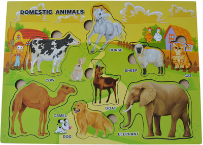 Mind Blast Domestic Animals Wooden Paper Puzzle for Kids(9 Pieces)