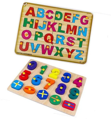 Childgossip Pack Of 2 Educational Learning Alphabets Letters Board Toys + Number Puzzles(2 Pieces)
