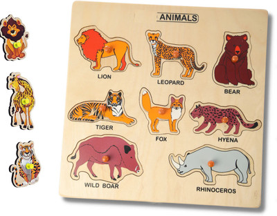 HIGHSEAS Animal Stacking Toy Animals Name Matching Board Educational Learning Shape Toys(1 Pieces)