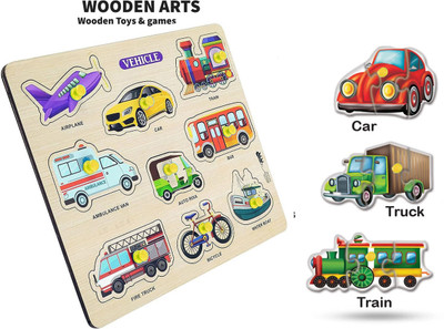 HIGHSEAS Public Identification Transport&Vehicle Name Matching Board Wooden Puzzle Toys(1 Pieces)