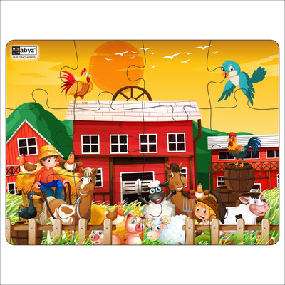 ABYZ CATTLE FARM Wooden Jumbo Floor Puzzle - Ages 3 and Above(12 Pieces)