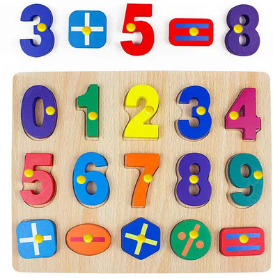 FORSIKHA Wooden Alphabets and numbers Puzzle in Shape Toys and Game Math Counting Board(1 Pieces)
