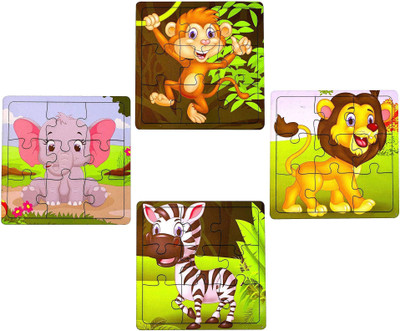 SHALAFI Wooden Jigsaw Puzzle Montessori Animals Shape Picture Paperless Learning Toys(4 Pieces)