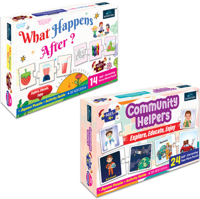 BOOKFORD Community Helpers & What Happens After Jigsaw Puzzle | Set of 2(90 Pieces)