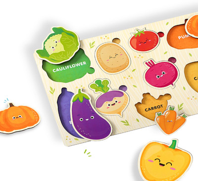 FIRSTCRY INTELLISKILLS Hide N Seek Vegetables Tray -(9 Pieces)