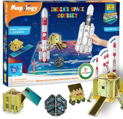 Imagimake Mapology - India's Space Odyssey - Rockets & Satellites - Model Making Sets - 7+(145 Pieces)