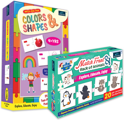 BOOKFORD Exciting Combo Set of 2 Puzzle-Match F. & B. of animal & Match & Pair Color Shap(88 Pieces)