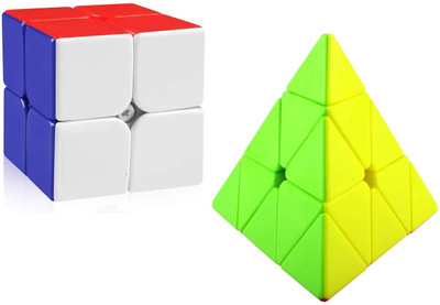 JVTS Cube Combo Of 2X2 And Pyraminx Pyramid Triangle High Speed Stickerless(2 Pieces)