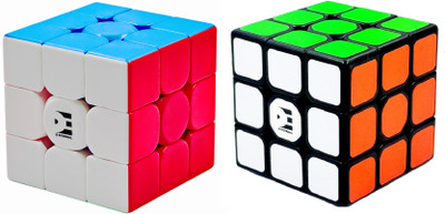 D ETERNAL Cube 3x3 Combo Bundle High Speed Stickerless & Stickered Magic Cubes Puzzle Set(2 Pieces)