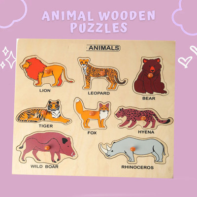 HIGHSEAS Preschool & Montessori Wooden Matching Puzzle Board Set Animals Shape Sorter Toy(1 Pieces)