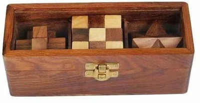 ORTUS Wooden 3D Puzzles Game 3-in-1 Soma Cube/Interlocking Block/Snake Cube/Brain Teaser Game-Gift Item for Kids and Adult Children Best Gift(5 Pieces)