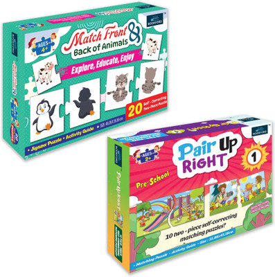 BOOKFORD Exciting Combo Set of 2 Jigsaw Puzzle-Match F. & B. of animals & Pair Up Right 1(40 Pieces)