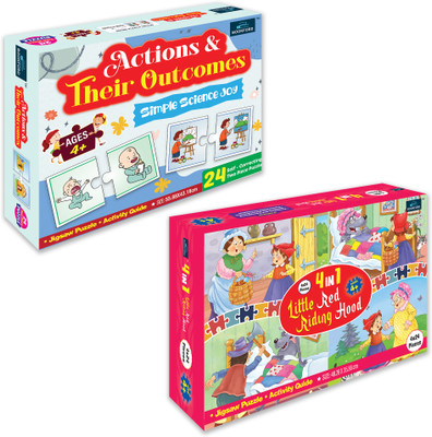 BOOKFORD Exciting Puzzle Combo Setof2Jigsaw Puzzle-Actions and Outcomes & 4in1 Little Red(144 Pieces)
