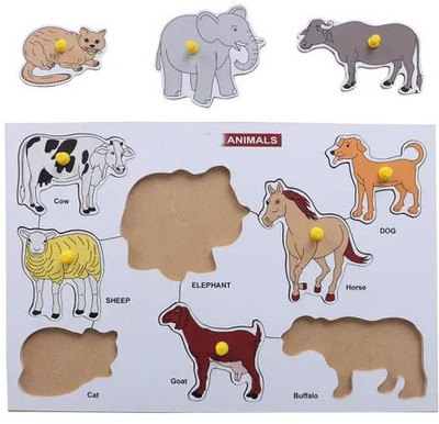 HIGHSEAS Wooden Animals Shape Sorter Toys Montessori Animals Matching Jigsaw Puzzle Board(1 Pieces)