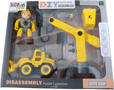 Shivalik Enterprises DIY Yellow City Car Assembly Puzzle(26 Pieces)