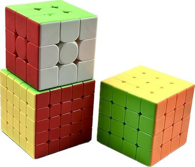 CHIPPI Combo Set Of 3X3 4X4 5X5 High Speed Stickerless Magic Cube Brainstorming Puzzle(3 Pieces)