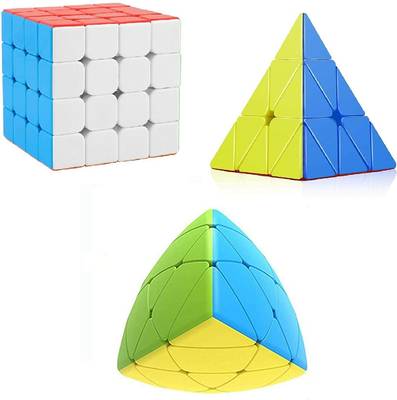 littlewish Cube Combo Of 4x4x4x4, Pyramid Triangle And Round Pyramix Magic Puzzle Cube