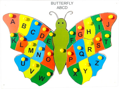 MECDOIT INTERNATIONAL Wooden Puzzle in Butterfly Shape for Kids Learning -Capital Latters Alphabet A-Z(1 Pieces)