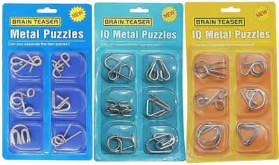 RVM Toys Set of 18 in 1 Metal Puzzle Brain Teaser Challenge Set IQ Busters Toy All(6 Pieces)