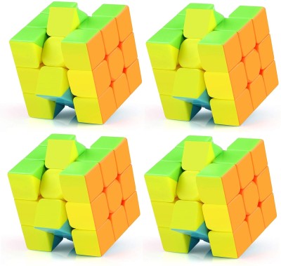 pari pari 3x3 SpeedCube High Speed Smooth Turning Magic Cube Puzzle Brainteaser(4 Pieces)