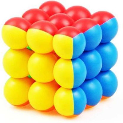 KITTY FLEX CUBE ROUND BUBBLE BALL HIGH SPEED STICKERLESS MAGIC CUBE 3*3*3 GAME(1 Pieces)
