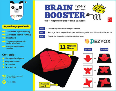PEZYOX Play Panda Brain Booster 56 Magnetic Shapes, Magnetic Board, Puzzle Book(1 Pieces)