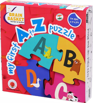BRAIN BASKET My First A to Z Puzzle for Kids (2-6 Yrs) - 52 Animal Flash Cards Jigsaw Game(79 Pieces)