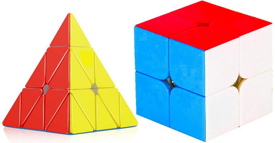 Aseenaa High Speed Smooth Smart Cube Combo of 2X2 & Pyramid Stickerless Magic Puzzle Set(2 Pieces)