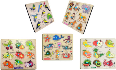 vworld 3D Kids Fort Pre Nursery Educational Jigsaw Puzzles Board Game Set Of 5 Combo(5 Pieces)